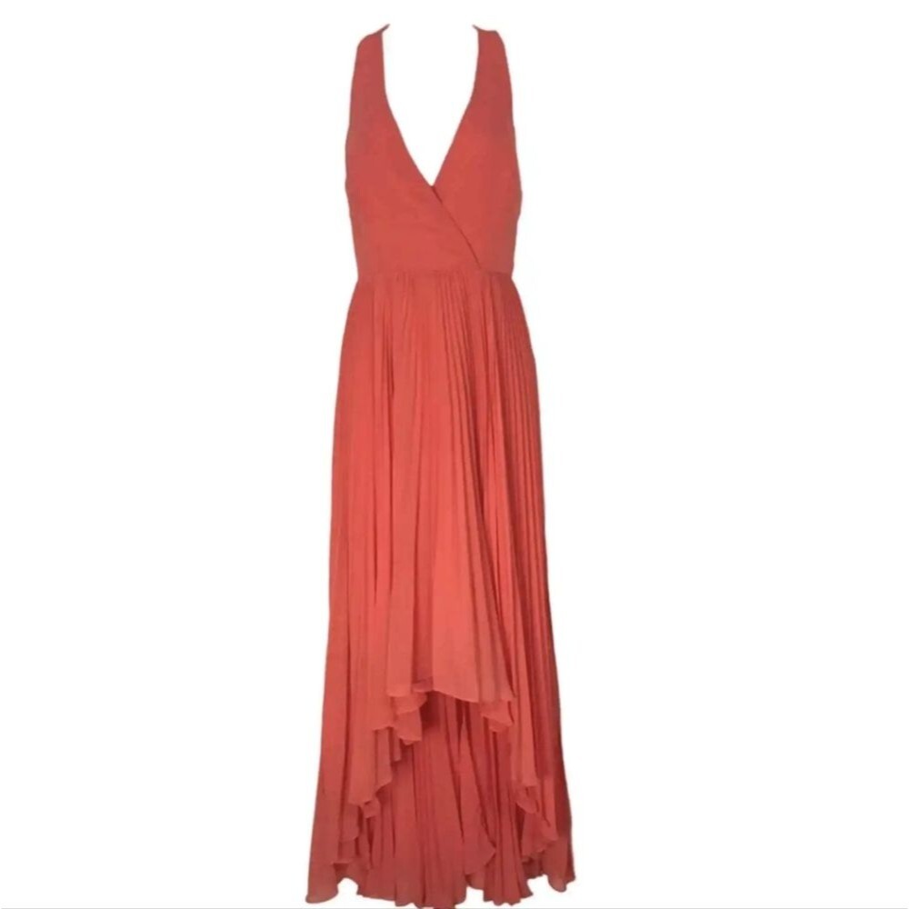 NWT BCBG Paris high low Alyssa Maxi long back zip pleased dress Ambrosia Size 10